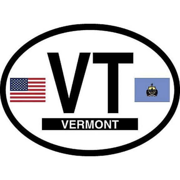 VERMONT FLAG, Waterproof UV Coated, Famous Reflective OVAL Sticker DECAL , 3.5" x 4.75"