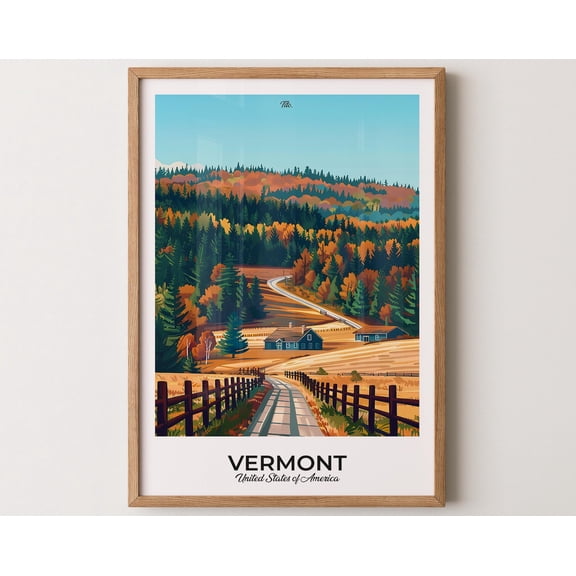 VERMONT Poster, Vermont Travel Poster, Vermont Art Print, Vermont Wall Art, USA Poster, Gift for travelers, 24x36 UNFRAMED