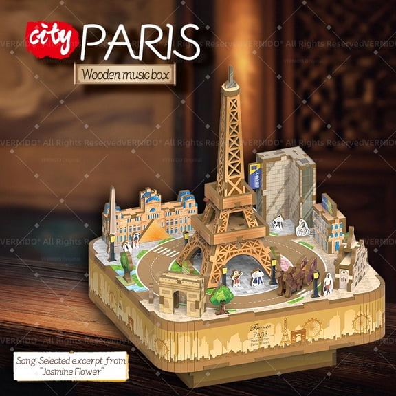 VERNIDO 3D Wooden Puzzle Music Box, DIY Creative Architecture & Space Building Kit with Dynamic Moving Design, Premium UV Printed Wood Craft, Perfect Gift for Teens 14+ & Adults