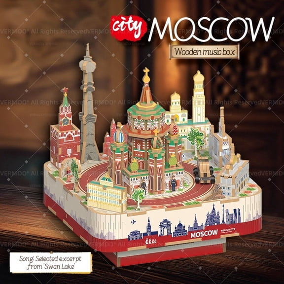 VERNIDO 3D Wooden Puzzle Music Box, DIY Creative Architecture & Space Building Kit with Dynamic