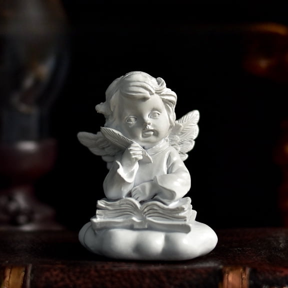 VERNIDO Praying Angel Figurine White Resin Cherub Statue, 16 Designs Kissing Angels Reading Boy Girl Kneeling Angel, Home Shelf Tabletop Decor Sympathy Memorial Religious Gift Baptism Easter