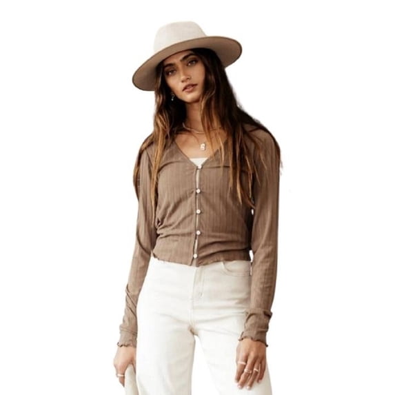 VERO MODA Women's Ryann Top Brown Size X-Small