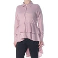 thumbnail image 1 of Verona Collection Womens Ruffled Cuffed Collared Top,Dusty Pink,Small, 1 of 2