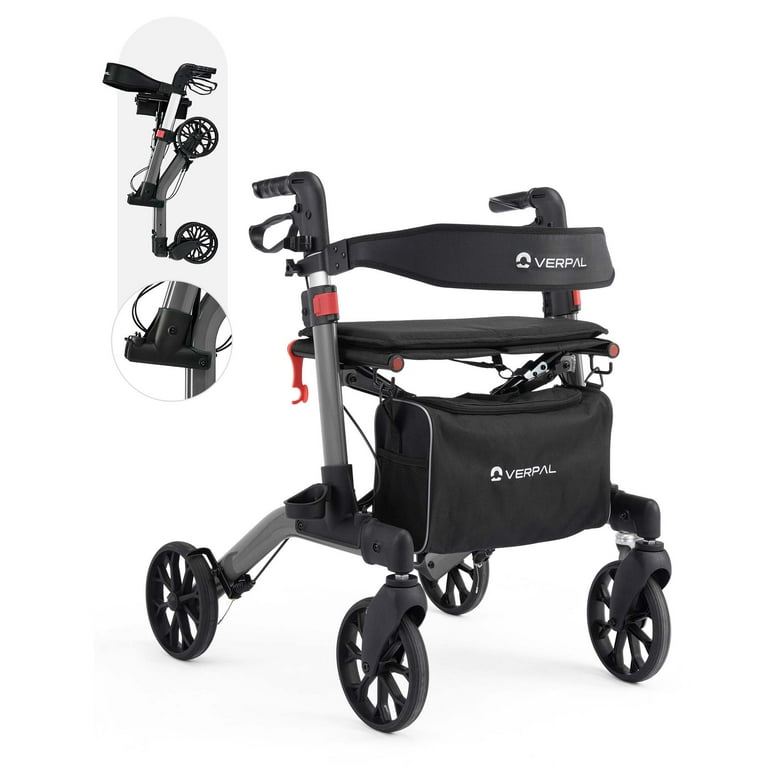 VERPAL Rollator Walker for Seniors, Lightweight Folding Rolling