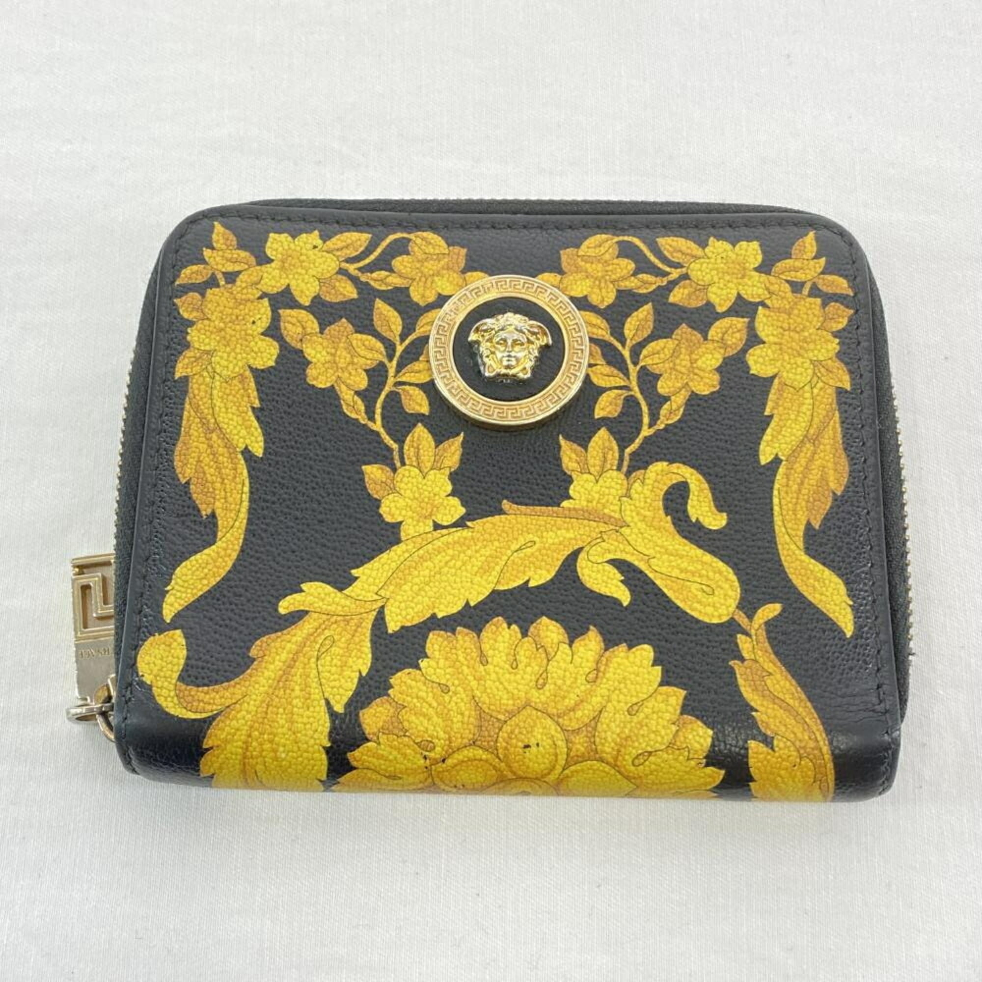 VERSACE メデューサ カードケース イエロー Versace Leather Wallets with RFID Blocking for Men and Women