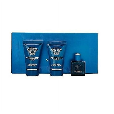 VERSACE EROS 5 ml EDT Mens Splash mini Cologne + 25 ml after shave & gel SET