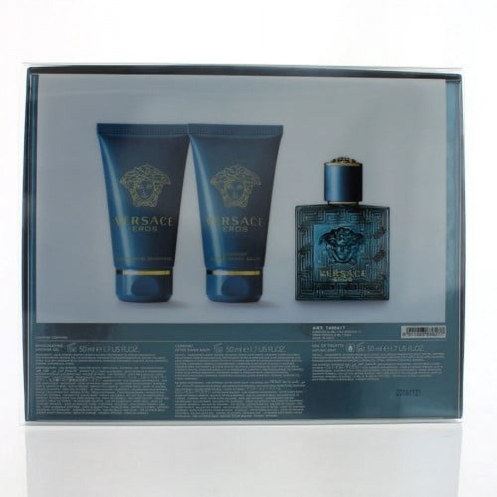 Versace Eros 3-Piece Fragrance Gift Set for Men, Woody Aromatic