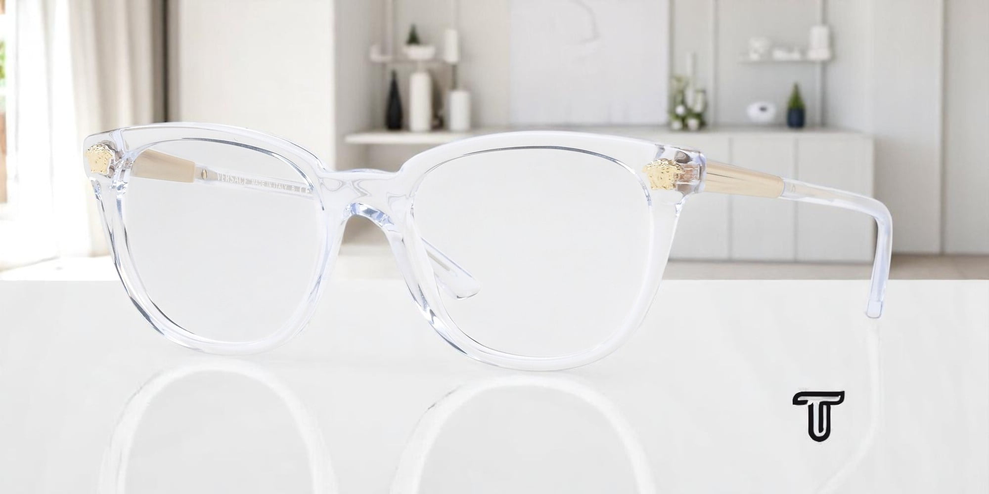 Versace Round Eyeglass Frames VE 3242A 148, Transparent Plastic