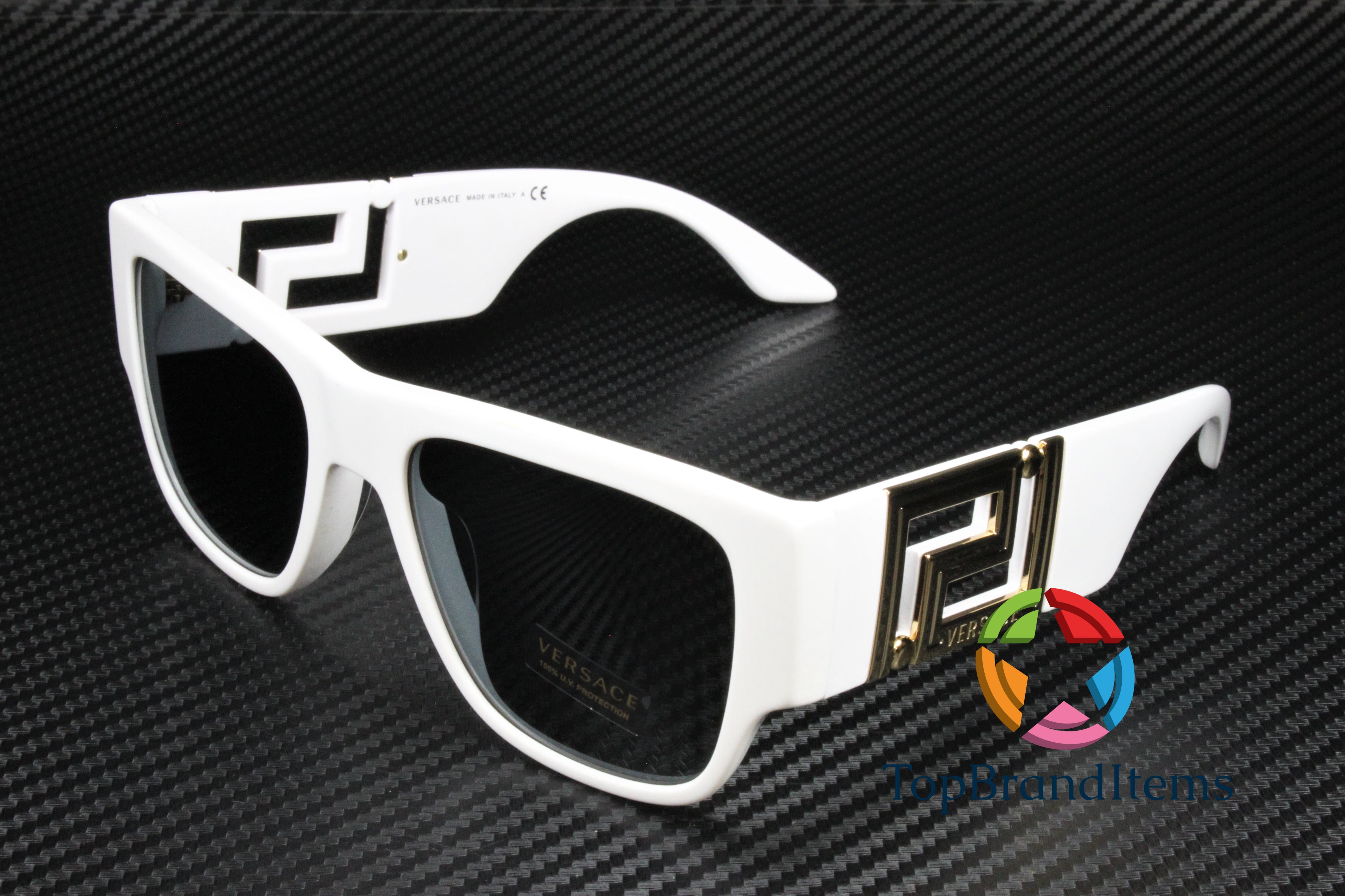 VERSACE VE4403 314 87 White Dark Grey 57 mm Men's Sunglasses