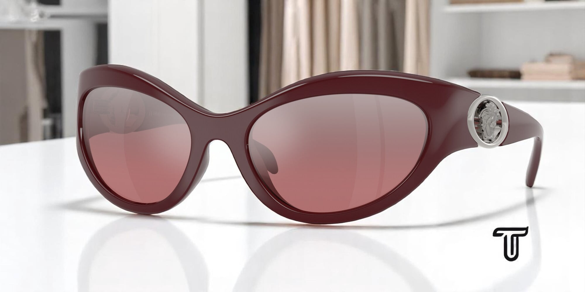 VERSACE VE4485 54877E Burgundy Pink Mirror Silver Gradient 