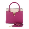thumbnail image 1 of Pre-Owned VERSACE VIRTUS handbag 1005960 leather magenta pink beige shoulder bag, 1 of 10