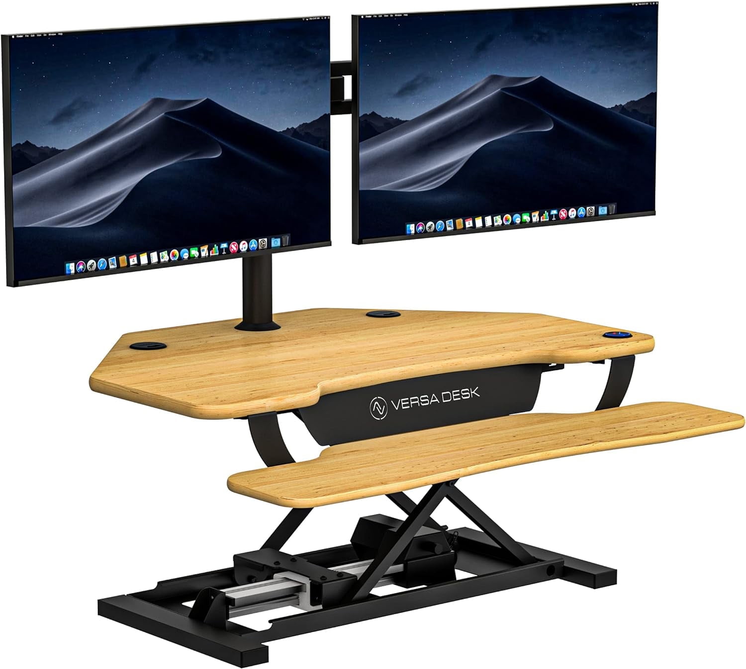 Maple Electric Height Adjustable Corner Standing Desk Converter