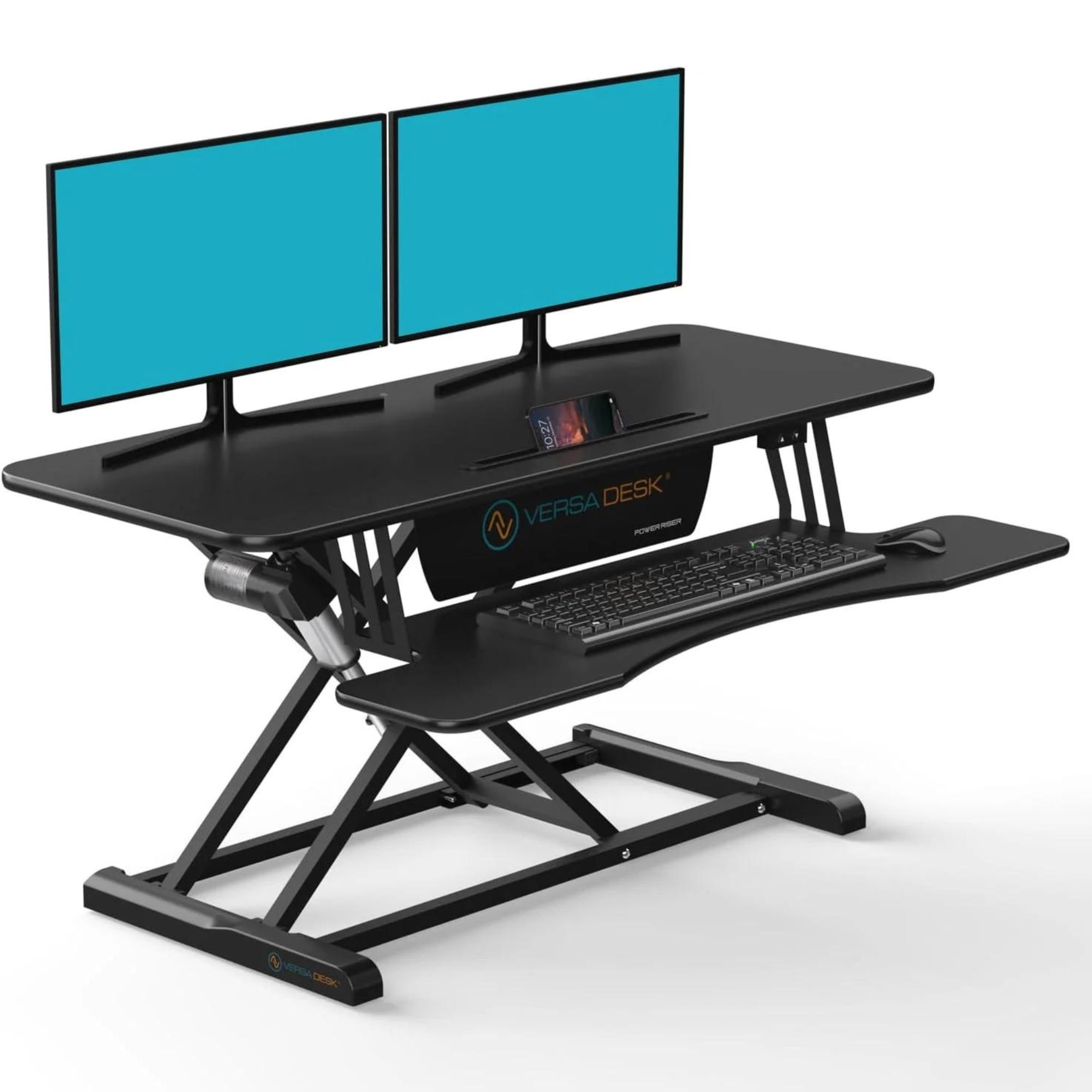 VERSADESK 40 Power Riser Dual Monitor Black Standing Desk Riser with ...