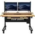 thumbnail image 1 of Versadesk Electric Standing Desk Converter - Split-Level Surface, Push-Button Height Adjustable, USB & USB-C Ports, Home & Office, | Bamboo, (36 x 30), 1 of 6