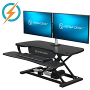 VersaDesk® 36"x24" PowerPro® Electric Height Adjustable Standing Desk Converter for Dual Monitors & Laptop Workstations, Black, w/ USB Charging Port