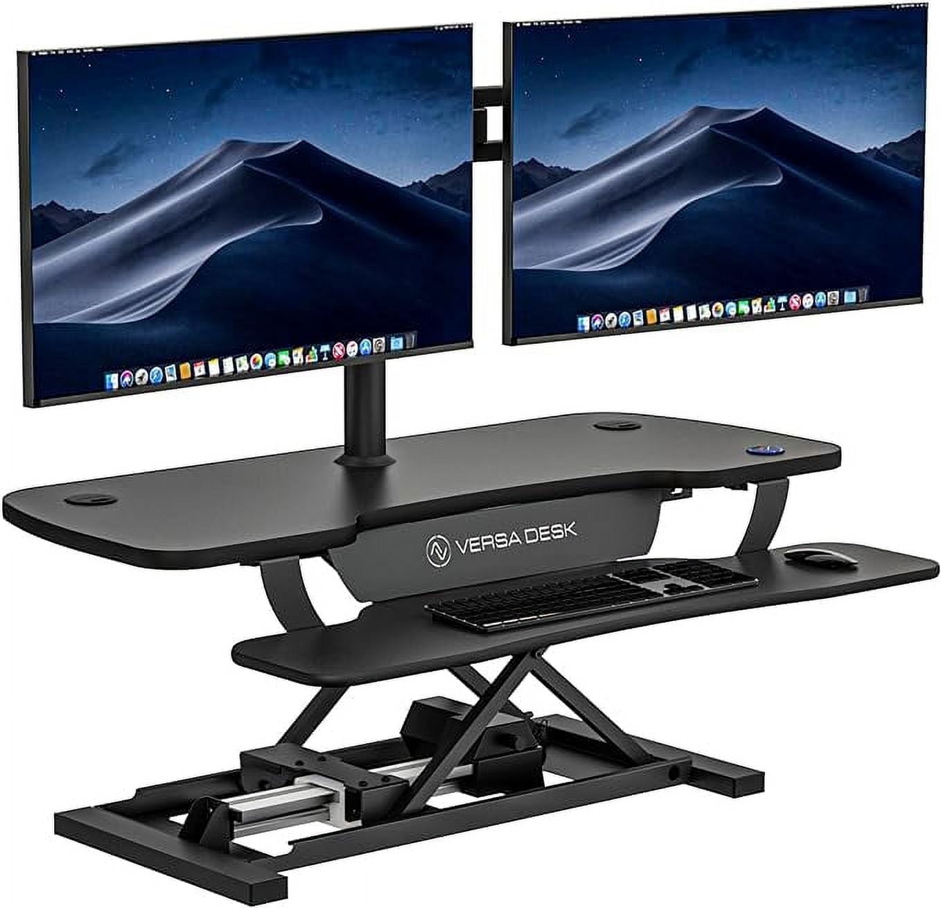 PowerPro 40" Black Electric Adjustable Standing Desk Converter with USB
