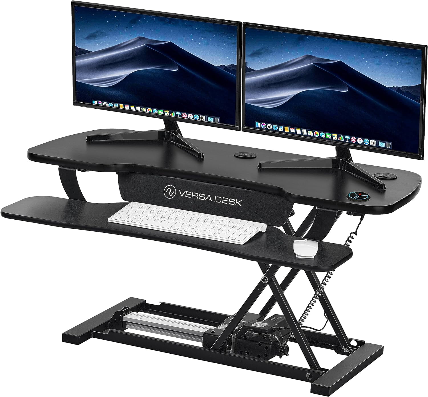 PowerPro 40" Black Electric Adjustable Standing Desk Converter with USB