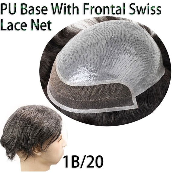 VERSALITE Human Hair Men Hairpiece Toupee French Lace Replacement For Men Wig Thin Skin European Remy Hair Pure 1B/20 Color 10x8