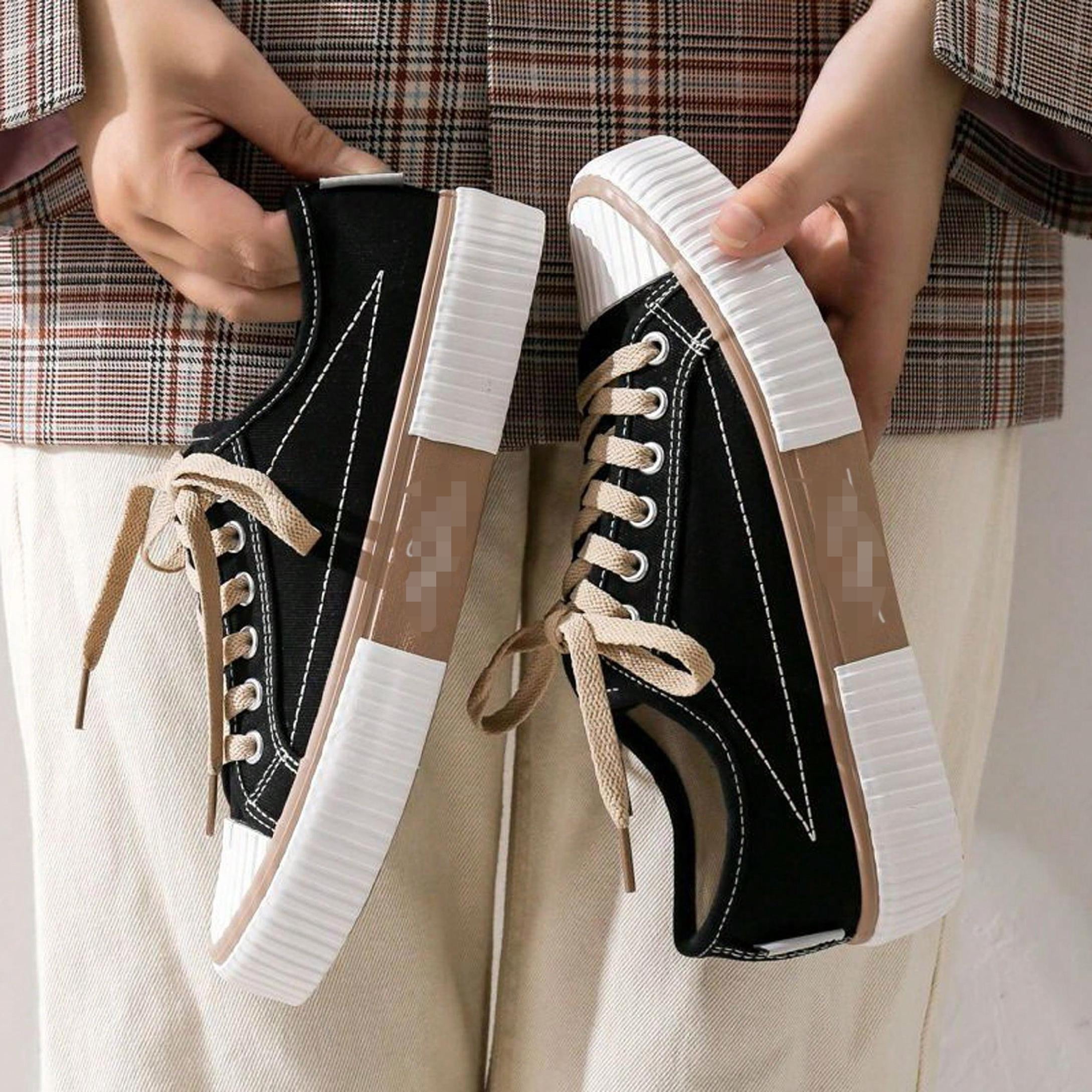 VERSATILE WOMEN'S LACE-UP PLATFORM SHOES - RETRO CONTRAST COLORS ...