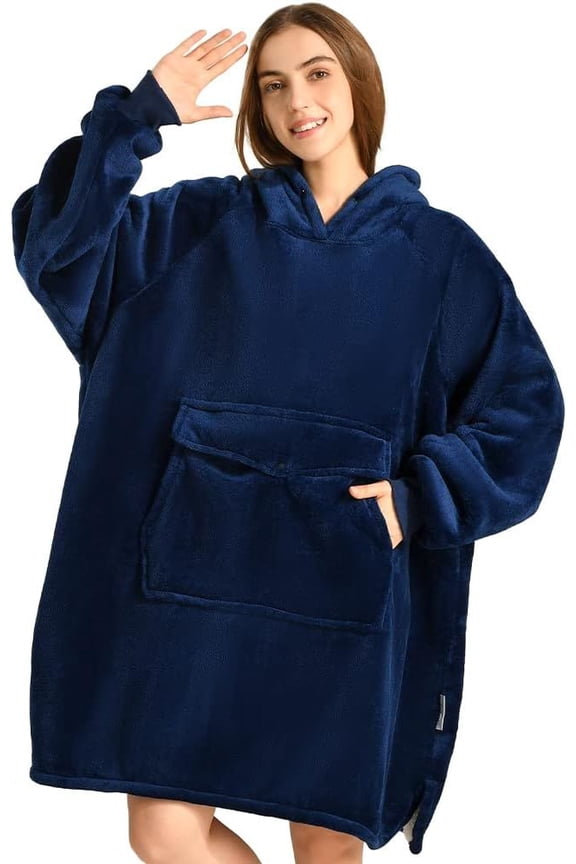 Wearable Blanket Hoodie, Oversized Sherpa Hooded for Women and Men, Cozy Sweatshirt with Giant Pocket