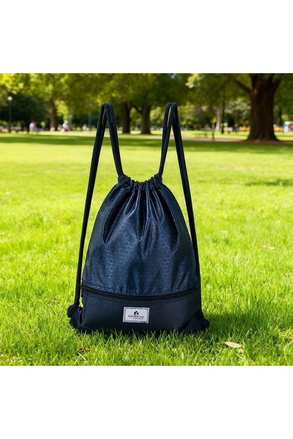 Drawstring Backpack String Bag Foldable Sports Sack with Zipper Pocket