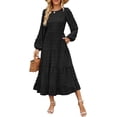 thumbnail image 1 of VERTEX&KAIBIN Fall Long Sleeve High-Waisted A-Line Gown for Women - Swiss Dot Flowy Tiered Dress with Flounce Sleeves, 1 of 15