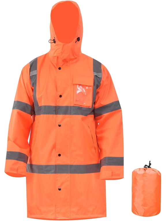 High Vis Rain Jacket Trench Coat &Safety Rain Jacket RIVER OTTER Rain Bibs ANSI Class 3