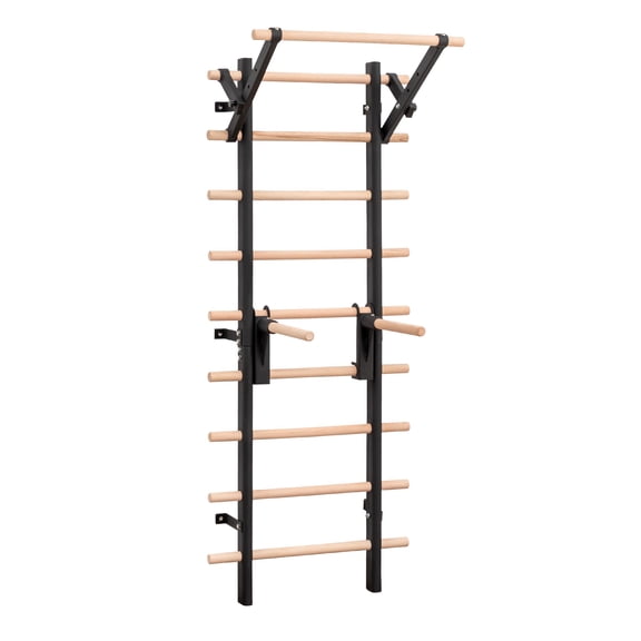 VERTEX&KAIBIN Wall Mount Swedish Ladder Home Gym Training Stall Bar with Adjustable Pull Up Dip Bars & Resistance Straps, Max 286lbs Capacity