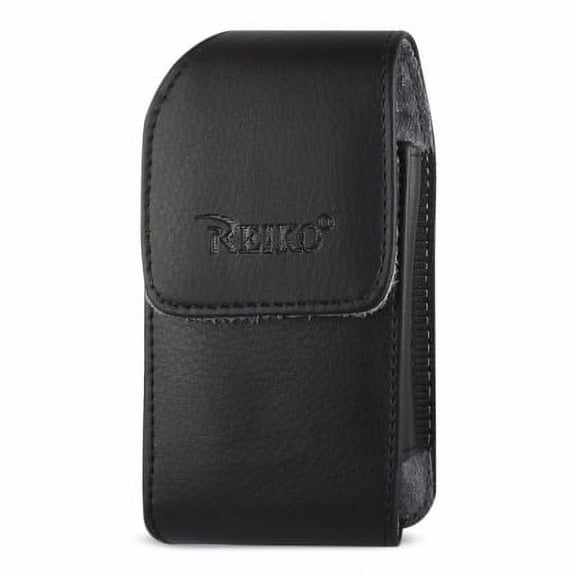 VERTICAL LEATHER POUCH TREO 650-BLACK WITH MEGNETIC AND BELT CLIP (4.4X2.3X0.9 INCHES)