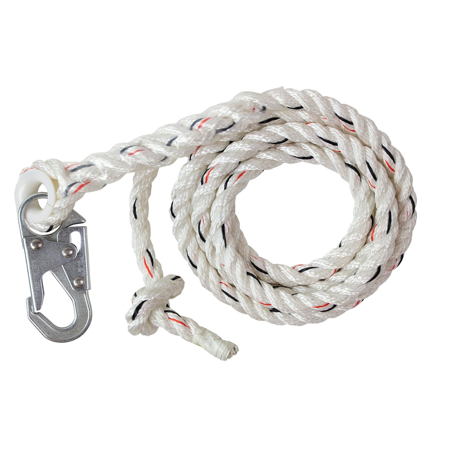 25-Foot White Polyester Rope with Alloy Steel Snap Hook