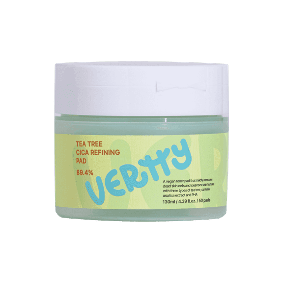 VERTTY Tea Tree CICA Refining TONER Pad 130ml / 50 Pads  Vegan, Exfoliating & Calming Toner Pads