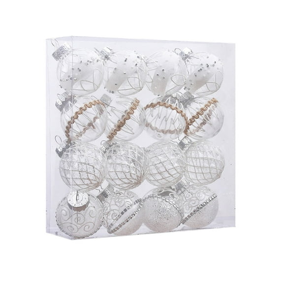 VERUGU 16Pcs Christmas Ball 2.36 inch Rustic Christmas Ornaments, Large Clear Plastic Christmas Tree Ornaments Set Hanging Decorations for Xmas, Christmas Gifts on Clearance