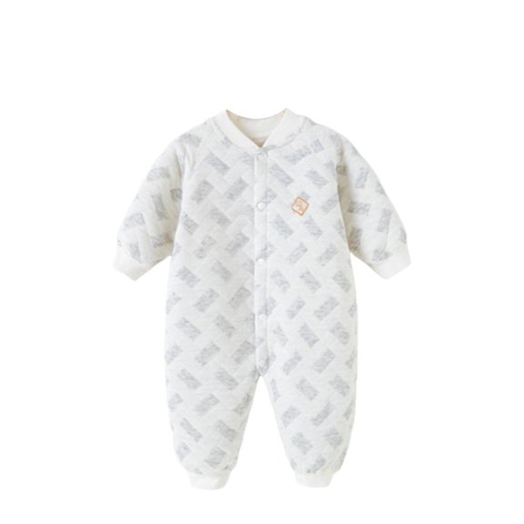 VERUGU Baby Girl Romper Fall Winter Warm Jumpsuit Three-Layer Quilted Onesie Cold-Proof Outdoor Cotton Clothing Gray 80