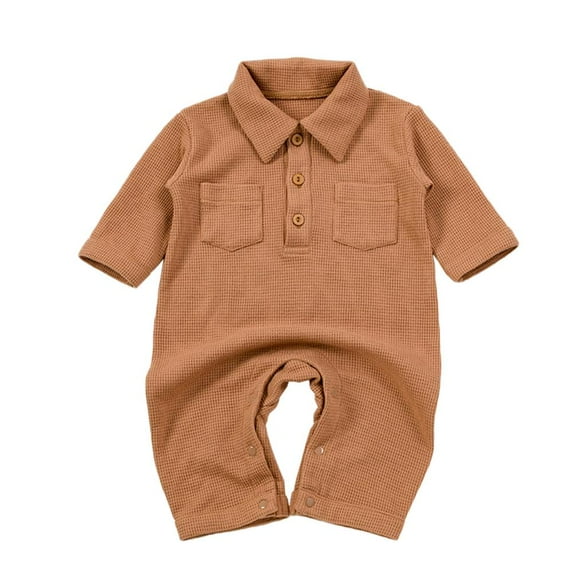 VERUGU Baby Girl Romper Fall Winter Warm Long Sleeve Jumpsuit Boy and Girl Casual Solid Round Neck Cotton Clothes Yellow 3Y