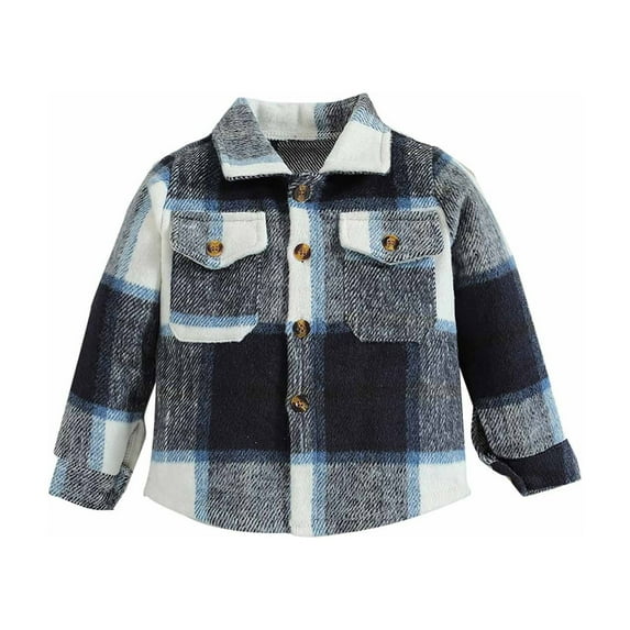 VERUGU Baby Jacket Kids Toddler Flannel Shirt Jacket Plaid Long Sleeve Shacket Baby Boys Girls Fall Shirt Coat Outwear