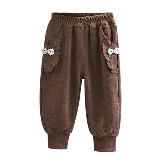 VERUGU Baby Pants Toddler Casual Solid Color Versatile Mid Waist Bow Ankle Pants Long Pants 1-6 Years