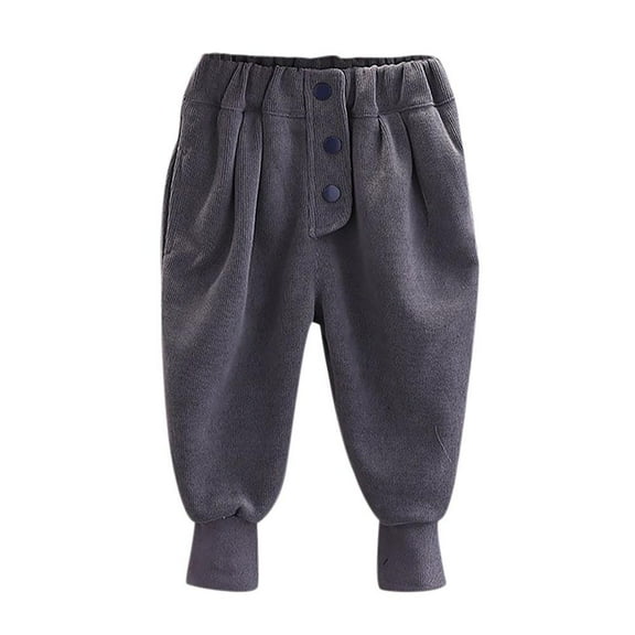 VERUGU Baby Pants Toddler Casual Solid Color Versatile Mid Waist Button Up Ankle Pants Long Pants 1-6 Years