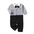 thumbnail image 1 of VERUGU Baby Romper British College Style Fashion Jumpsuit Fall Winter Gentleman Long Sleeve Lapel Outdoor Onesie Gray 14M, 1 of 5