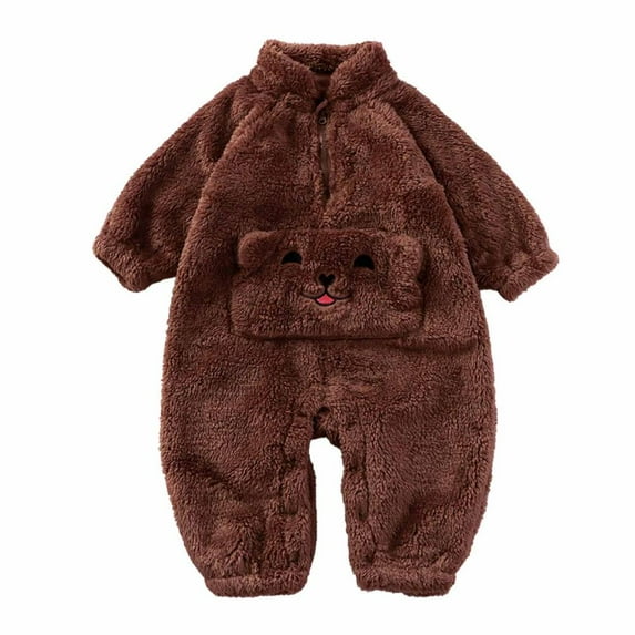 VERUGU Baby Romper Fall Winter Infant Toddler Baby Long Sleeve Plush Romper Jumpsuit