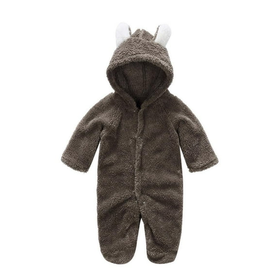 VERUGU Baby Romper Toddler Baby Boys Girls Solid Plush Cute Bear Ears Winter Keep Warm Jumpsuit Romper