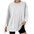 thumbnail image 1 of VERUGU Blouses for Women Long Sleeve Crew Neck Shirts Trendy Solid Oversized Tunic Tops Casual Loose Plain Basic Tee with Leggings White XXL, 1 of 6