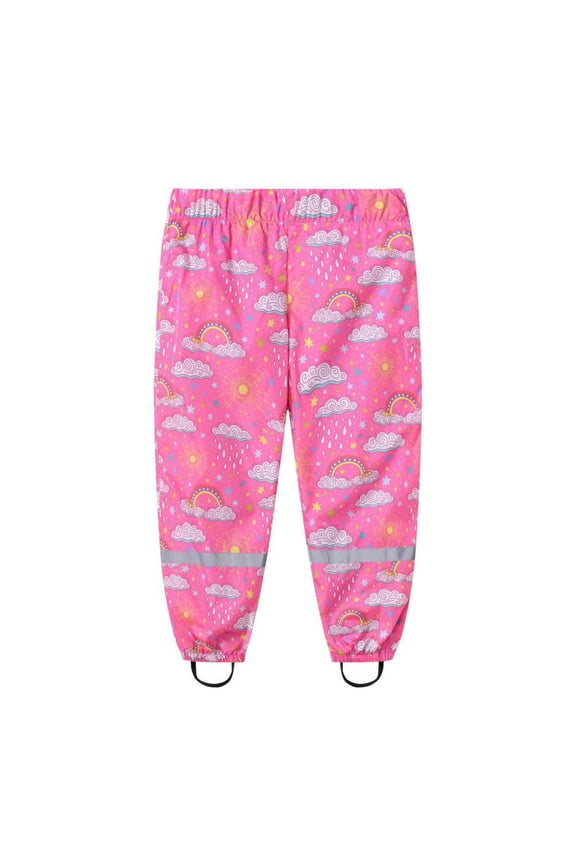 Boys Pants Kids Rain Pants Boys Girls Cute Print Trousers Raincoat Split Pants Student Outdoor Water Proof Pants Hot Pink 5 Years