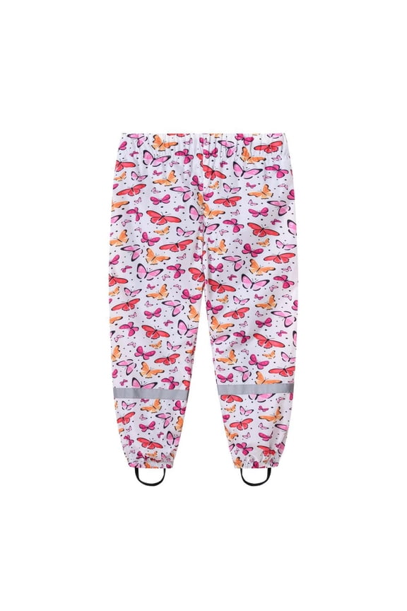 Boys Pants Kids Rain Pants Boys Girls Cute Print Trousers Raincoat Split Pants Student Outdoor Water Proof Pants Pink 7 Years
