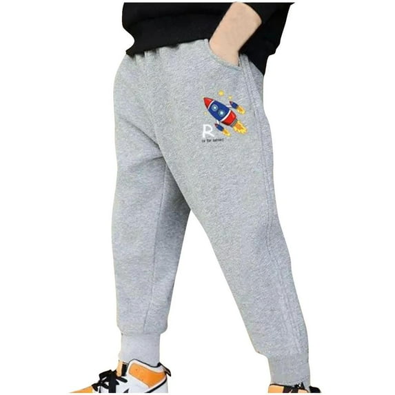 VERUGU Boys Sweatpants Fall Casual Kids Girls Solid Color Sport Pants Elastic Waist Long Pants Sweatpants Gray 5 Years