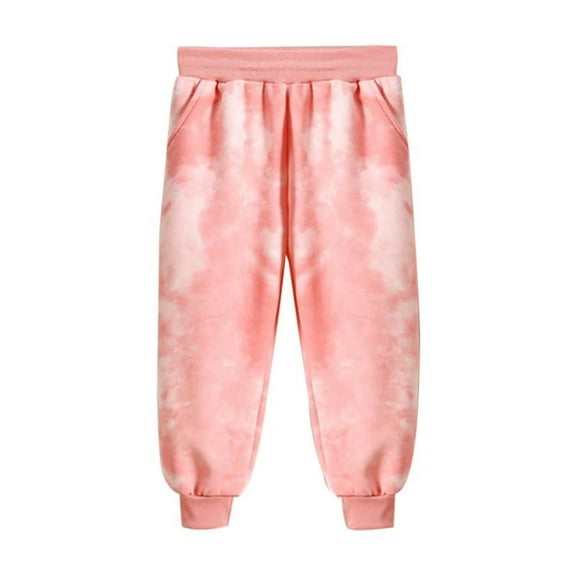 VERUGU Boys Sweatpants Kids Girls Fall Casual Tie-dyed Elastic Waist Long Pants Cute Sweatpants Pink 8 Years