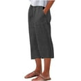 thumbnail image 1 of VERUGU Capri Pants for Women Casual Summer Pocket Elastic Waist Solid Pant Straight-Leg Mid Waist Cropped Pants Loose Irregular Lace Classic Comfortable Below The Knee Pants Dark Gray XL, 1 of 5