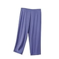 thumbnail image 1 of VERUGU Capri Pants for Women Casual Fashion Solid Color Cropped Pants Thin Loose Plus Size Home Pants Sports Outdoor Capris Blue XL, 1 of 4