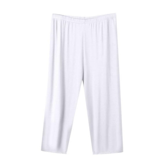 VERUGU Capri Pants for Women Casual Fashion Solid Color Cropped Pants Thin Loose Plus Size Home Pants Sports Outdoor Capris White 5XL