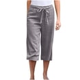 thumbnail image 1 of VERUGU Capri Pants for Women Casual Solid Color Cropped Trousers Bandage Pockets Elastic Waist Comfortable Straight Pants Gray 5XL, 1 of 6