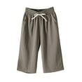 thumbnail image 1 of VERUGU Capri Pants for Women Casual Wide-Leg Capris Loose Classic Comfortable Solid Cropped Pants Green 4XL, 1 of 4